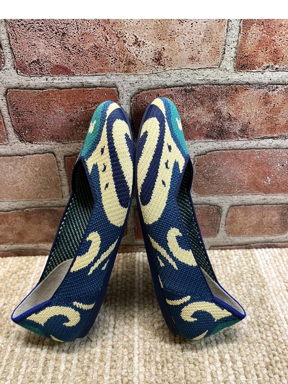 Rothy's Blue, Teal & Cream Knit Ballet Flats - Picture 6 of 10